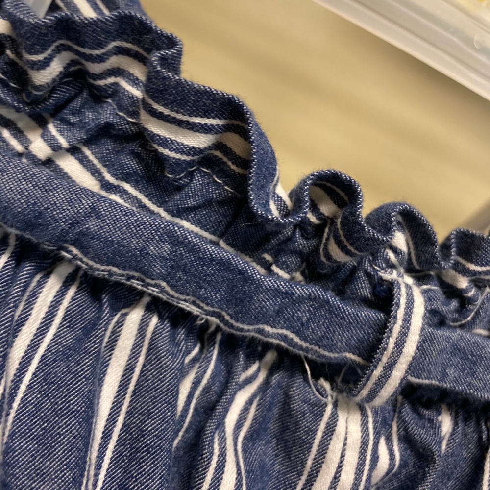 Blue and white striped pants w matching belt